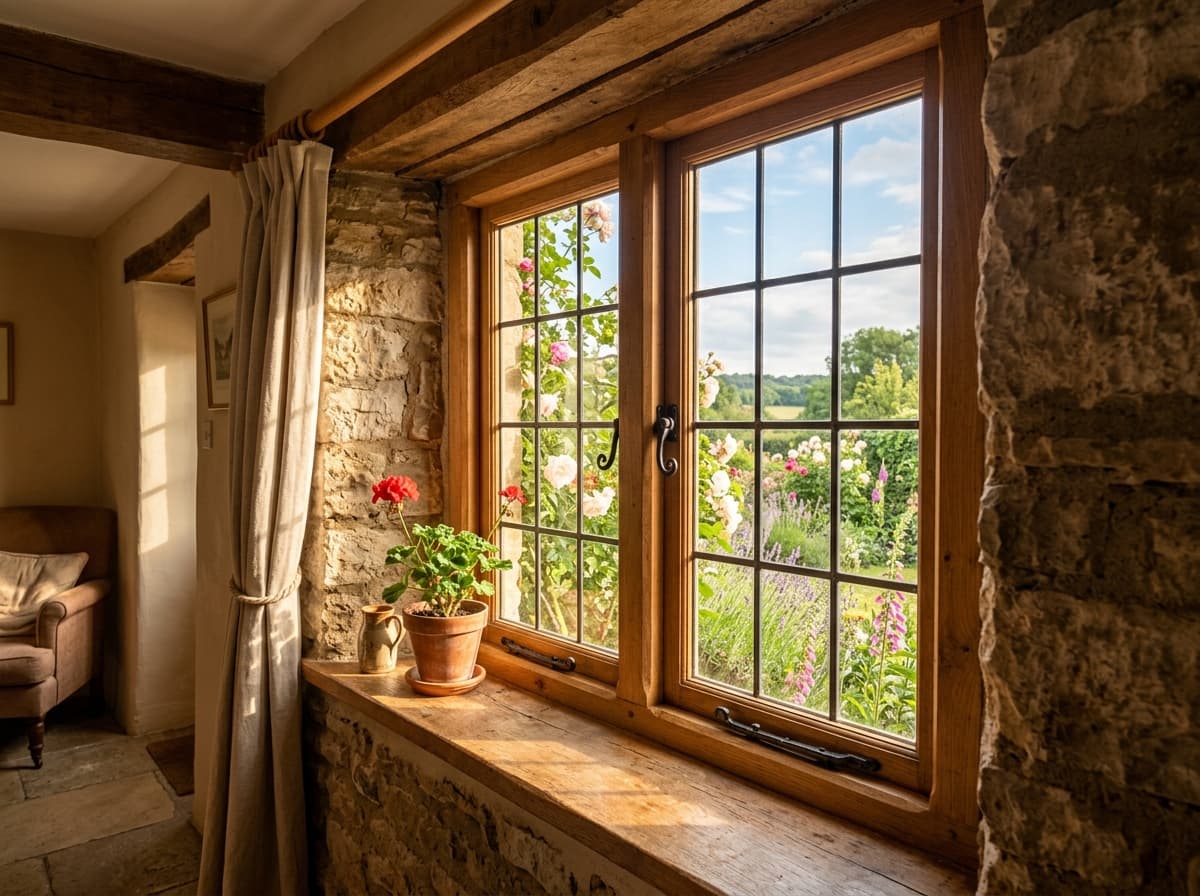 Fenêtres en bois sur mesure dans une maison authentique