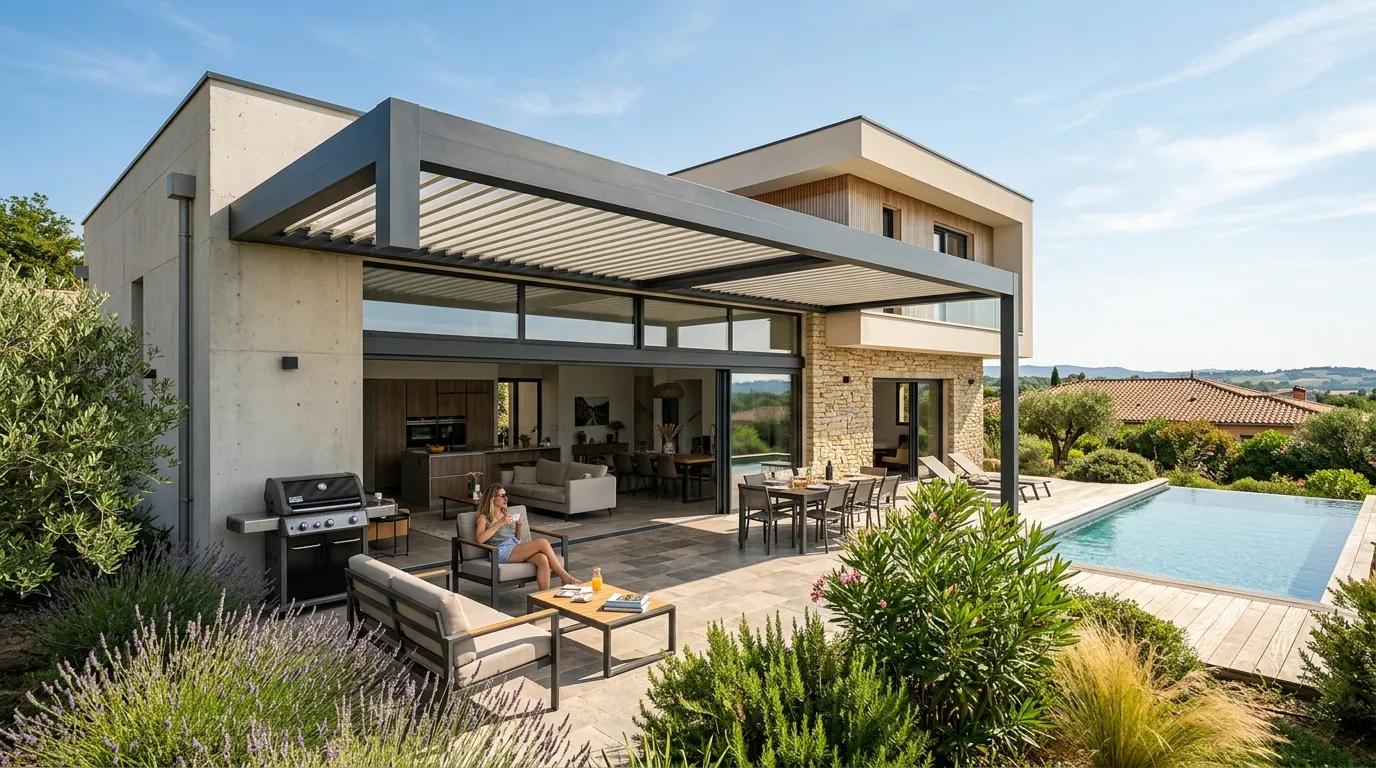 Pergola bioclimatique et baie alu en Haute-Garonne 31